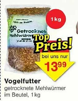 Vogelfutter getrocknete Mehlwürmer im Beutel, 1 kg
