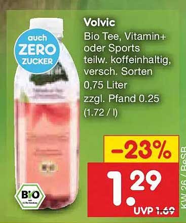 Volvic Bio Tee, Vitamin+ oder Sports teilw. koffeinhaltig, versch. Sorten 0,75 Liter zzgl. Pfand 0.25 (1.72 / l)