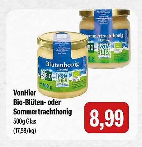 VonHier Bio-Blüten- oder Sommertrachthonig
