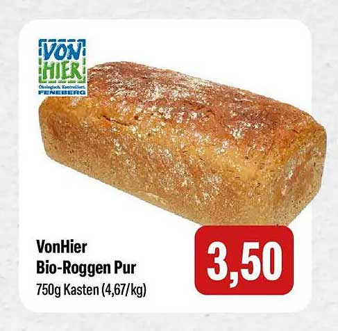VonHier Bio-Roggen Pur 750g Kasten (4,67/kg)