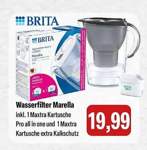 Wasserfilter Marella inkl. 1 Maxtra Kartusche Pro all in one und 1 Maxtra Kartusche extra Kalkschutz