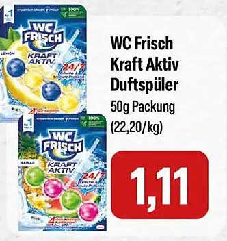 WC Frisch Kraft Aktiv Duftspüler 50g Packung (22,20/kg)