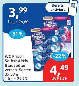 WC Frisch Selbst Aktiv Blauspüler versch. Sorten 3x 50 g