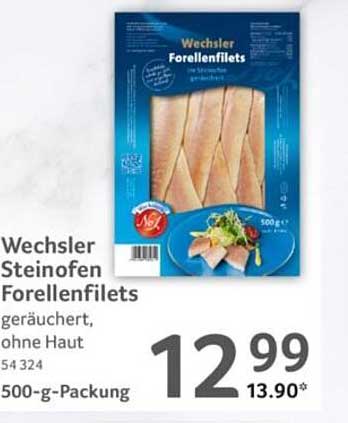Wechsler Steinofen Forellenfilets geräuchert, ohne Haut 500-g-Packung