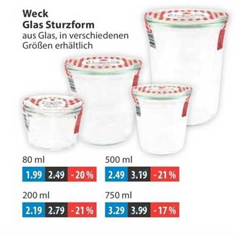 Weck Glas Sturzform aus Glas, in verschiedenen Größen erhältlich