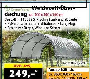 Weidezelt-Überdachung ca. 300 x 300 x 160 cm
