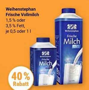 Weihenstephan Frische Vollmilch 1,5 % oder 3,5 % Fett, je 0,5 oder 1 l