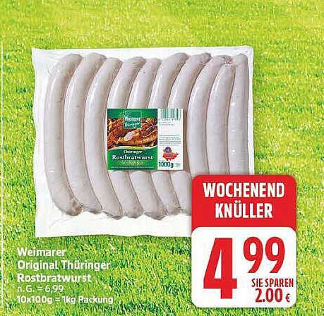 Weimarer Original Thüringer Rostbratwurst n. G. - 6,99 10x100g =1kg Packung