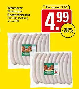 Weimarer Thüringer Rostbratwurst 10x100g Packung