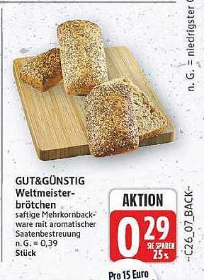 Weltmeister-Brotchen saftige Mehrkornbackware mit aromatischer Saatenbestreuung n.G. = 0,39 Stück