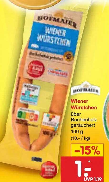 Wiener Würstchen über Buchenholz geräuchert 100 g