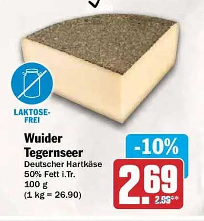 Wilder Tegernseer Deutscher Hartkäse 50% Fett i.Tr. 100 g (1 kg = 26.90)