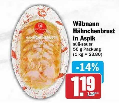 Wiltmann Hähnchenbrust in Aspik süß-sauer 50 g Packung (1 kg = 23.80)