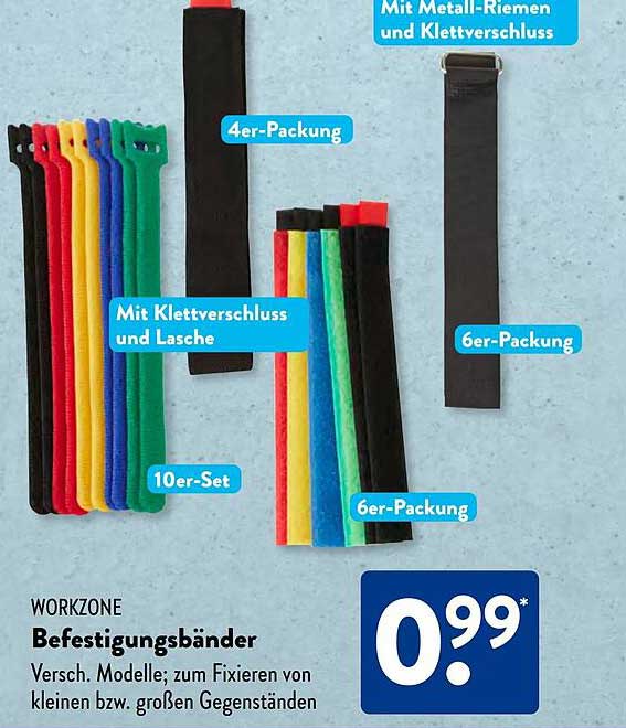 WORKZONE Befestigungsbänder Versch. Modelle; zum Fixieren von kleinen bzw. großen Gegenständen