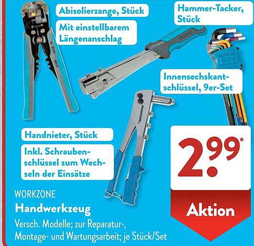 WORKZONE Handwerkzeug Versch. Modelle; zur Reparatur-, Montage- und Wartungsarbeit; je Stück/Set