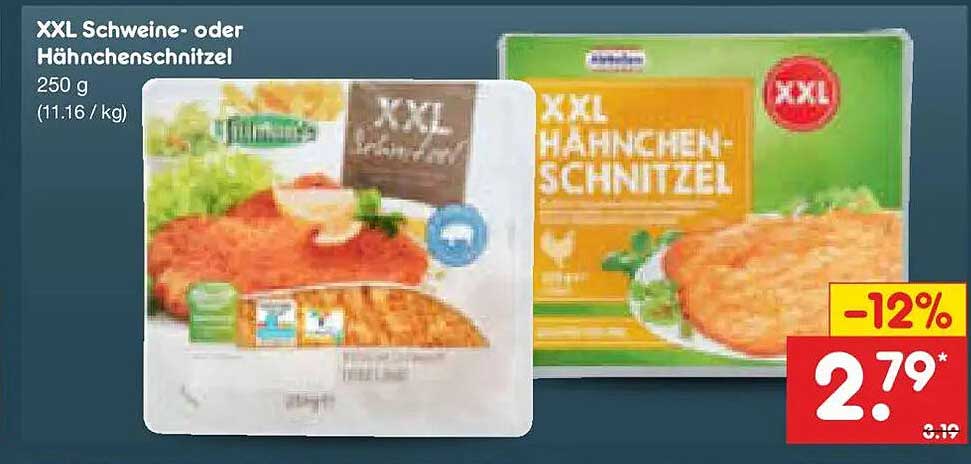 XXL Schweine- oder Hähnchenschnitzel 250 g (11.16 / kg)