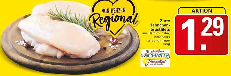 Zarte Hähnchen-brustfilets aus Haturm, natur, besonders zart und mager 100g