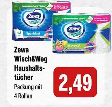 Zewa Wisch&Weg Haushaltstücher Packung mit 4 Rollen