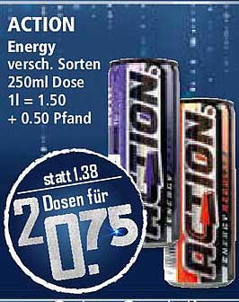 ACTION Energy 250ml Dose - Dosen für 0,75 € statt 1,38 €