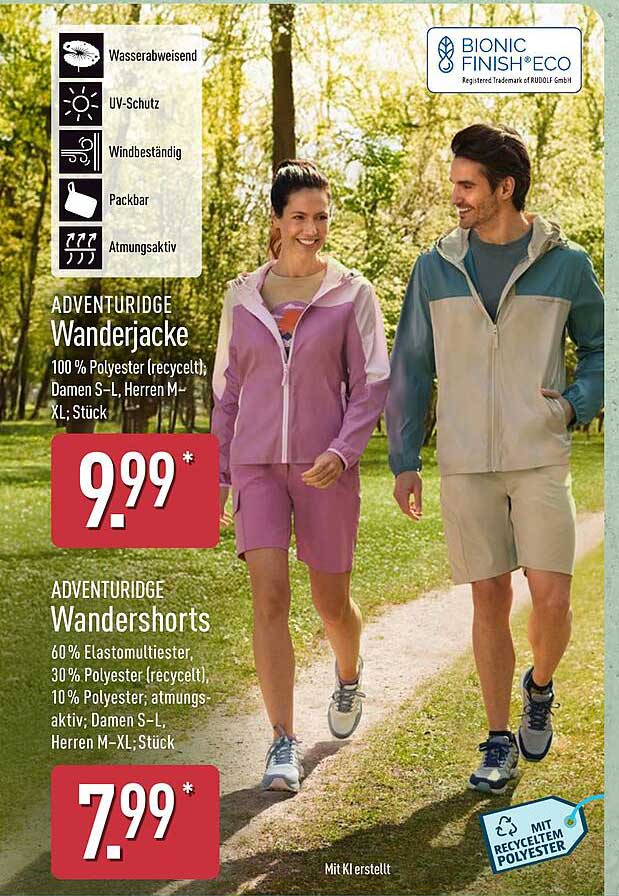 ADVENTURIDGE Wanderjacke und Wandershorts