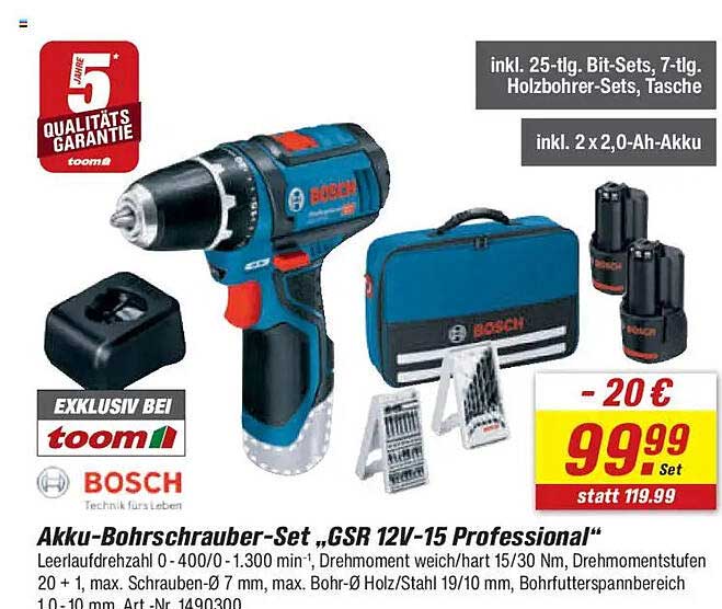 Akku-Bohrschrauber-Set „GSR 12V-15 Professional“