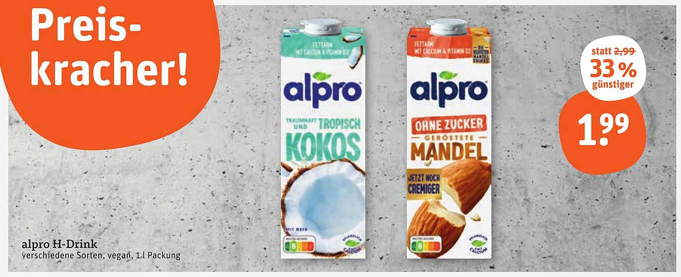 alpro H-Drink verschiedene Sorten, vegan, 1,1 L Packung