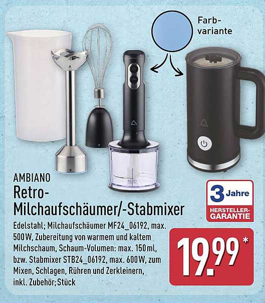 AMBIANO Retro-Milchaufschäumer/-Stabmixer