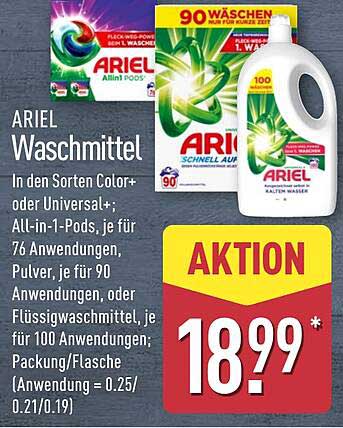 ARIEL Waschmittel in verschiedenen Sorten