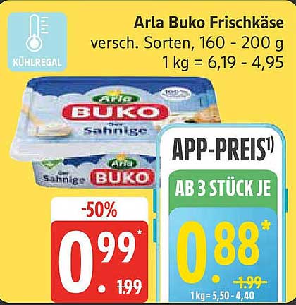 Arla Buko Frischkäse, verschiedene Sorten, 160 - 200 g