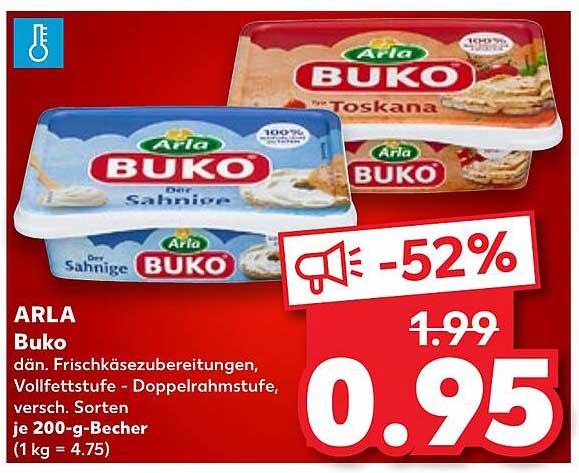 ARLA Buko Frischkäsezubereitungen, 200-g-Becher, verschiedene Sorten