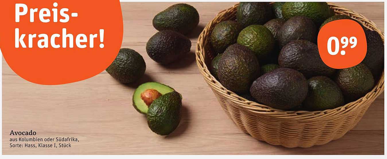 Avocado aus Kolumbien oder Südafrika, Sorte: Hass, Klasse I, Stück