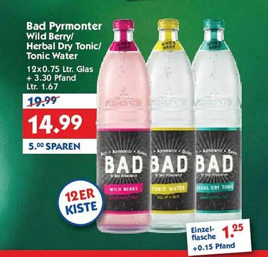 Bad Pyrmonter Wild Berry/Herbal Dry Tonic/Tonic Water 12er Kiste