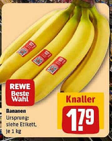 Bananen - Ursprung: siehe Etikett, je 1 kg