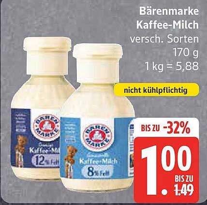 Bärenmarke Kaffee-Milch versch. Sorten 170 g