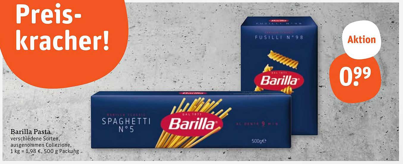 Barilla Pasta – Spaghetti N°5 und Fusilli N°98, 500g Packung