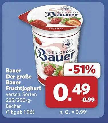 Bauer Der große Bauer Fruchtjoghurt 225/250-g-Becher