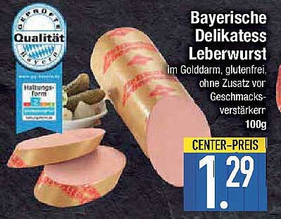 Bayerische Delikatess Leberwurst im Golddarm