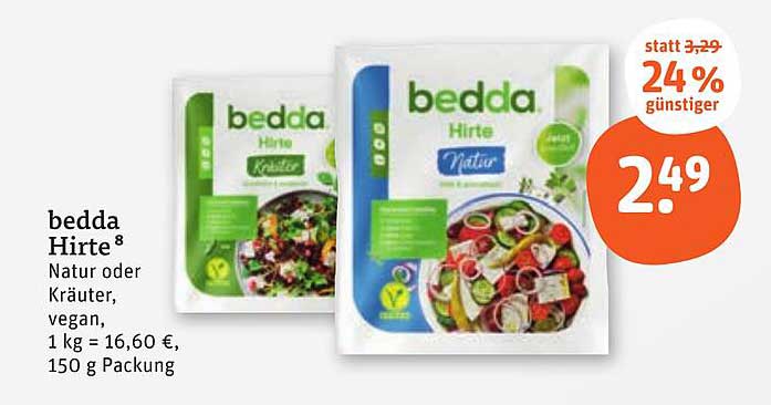 bedda Hirte 150 g Packung - Natur oder Kräuter, vegan