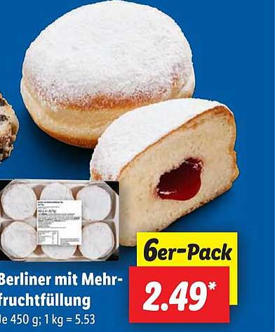 Berliner mit Mehrfruchtfüllung 6er-Pack