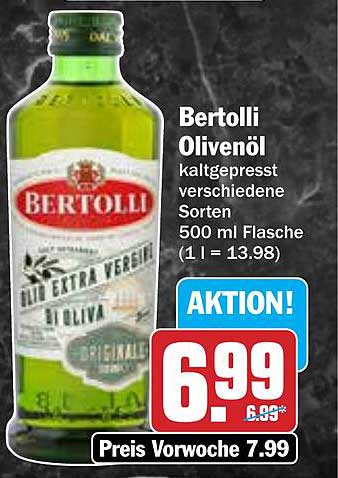 Bertolli Olivenöl 500 ml Flasche - kaltgepresste Sorten