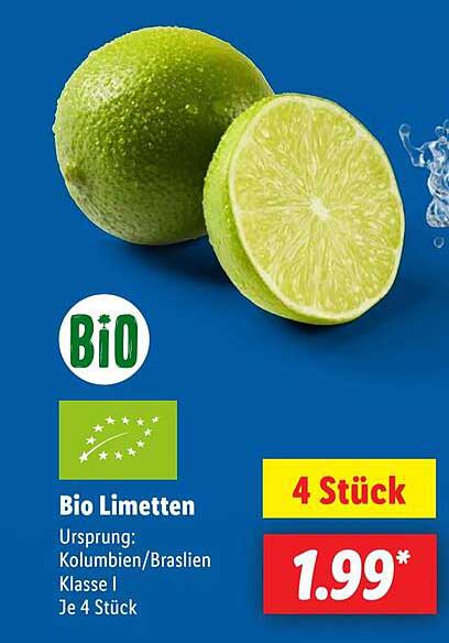 Bio Limetten - 4 Stück