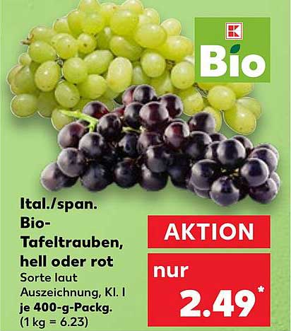 Bio-Tafeltrauben, hell oder rot