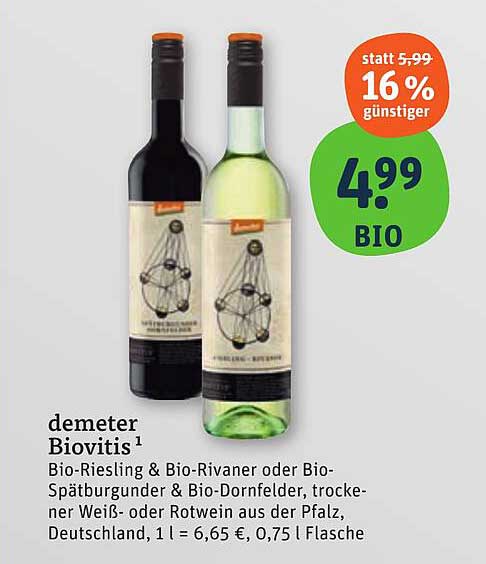 Biovitis Bio-Riesling & Bio-Rivaner oder Bio-Spätburgunder & Bio-Dornfelder