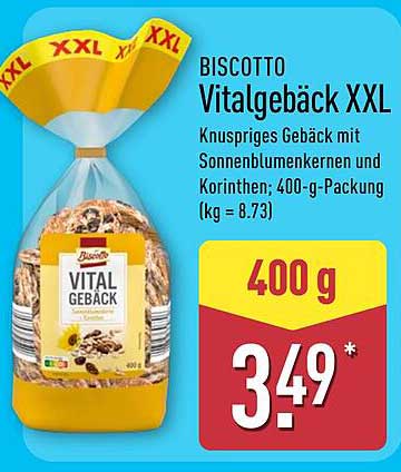 BISCOTTO Vitalgebäck XXL - Knuspriges Gebäck mit Sonnenblumenkernen und Korinthen