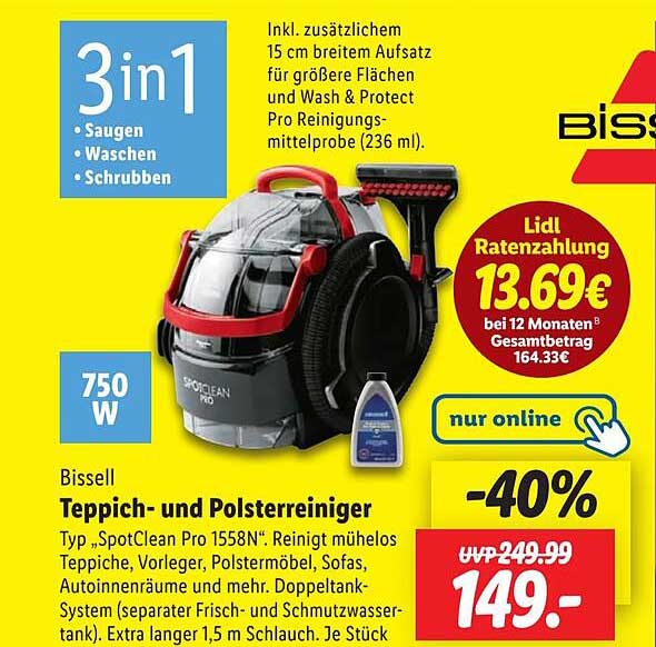Bissell Teppich- und Polsterreiniger Typ „SpotClean Pro 1558N“