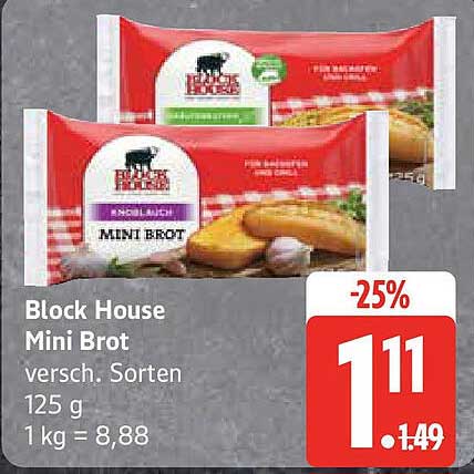 Block House Mini Brot - Verschiedene Sorten