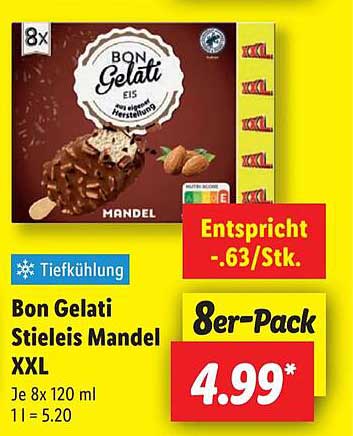 Bon Gelati Stieleis Mandel XXL 8er-Pack