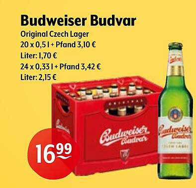 Budweiser Budvar Original Czech Lager 20 x 0,5 l