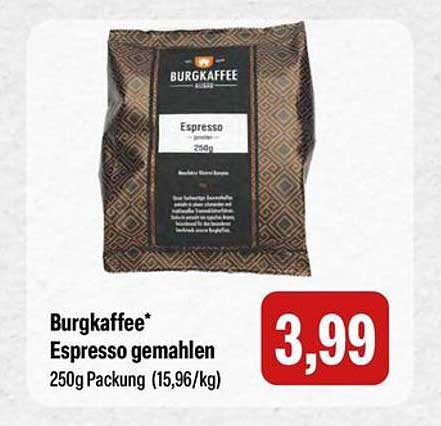 Burgkaffee* Espresso gemahlen 250g Packung