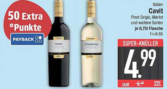 Cavit Italienischer Wein - Pinot Grigio, Merlot und weitere Sorten, je 0,75l Flasche